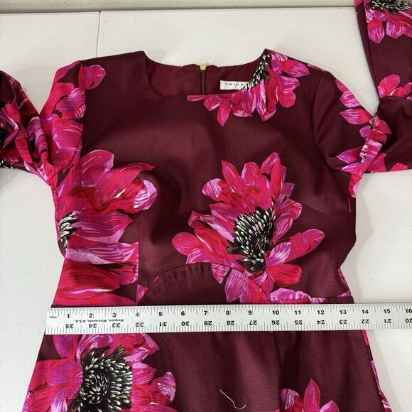 Trina Turk Womens Dress 2 Pink Splendid Floral Flare Sleeve Cocktail Romantic - Picture 10 of 16